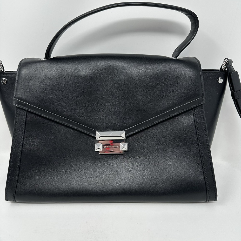 Michael Kors Whitney Leather Satchel Black Leather Large